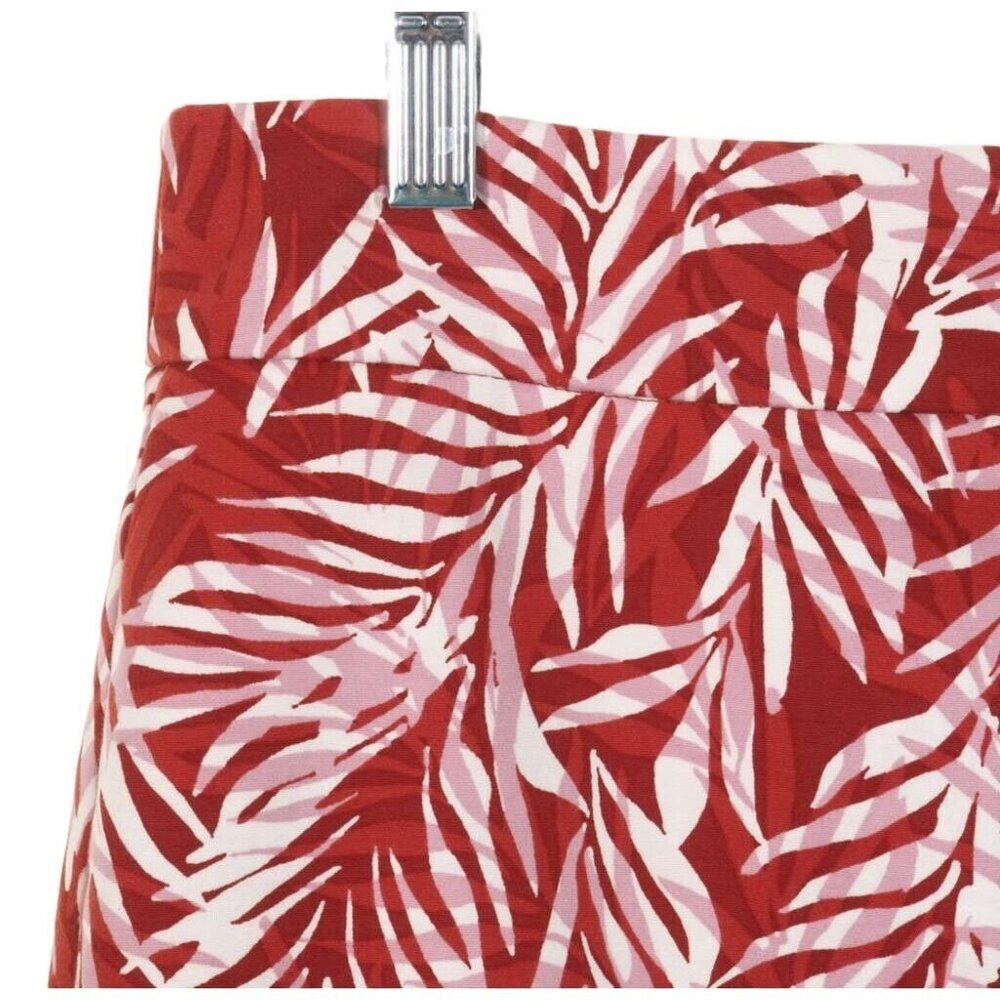 Ann Taylor Factory Womens Tropical Leaf Print Skirt Size 12 Red & White - Picture 2 of 7